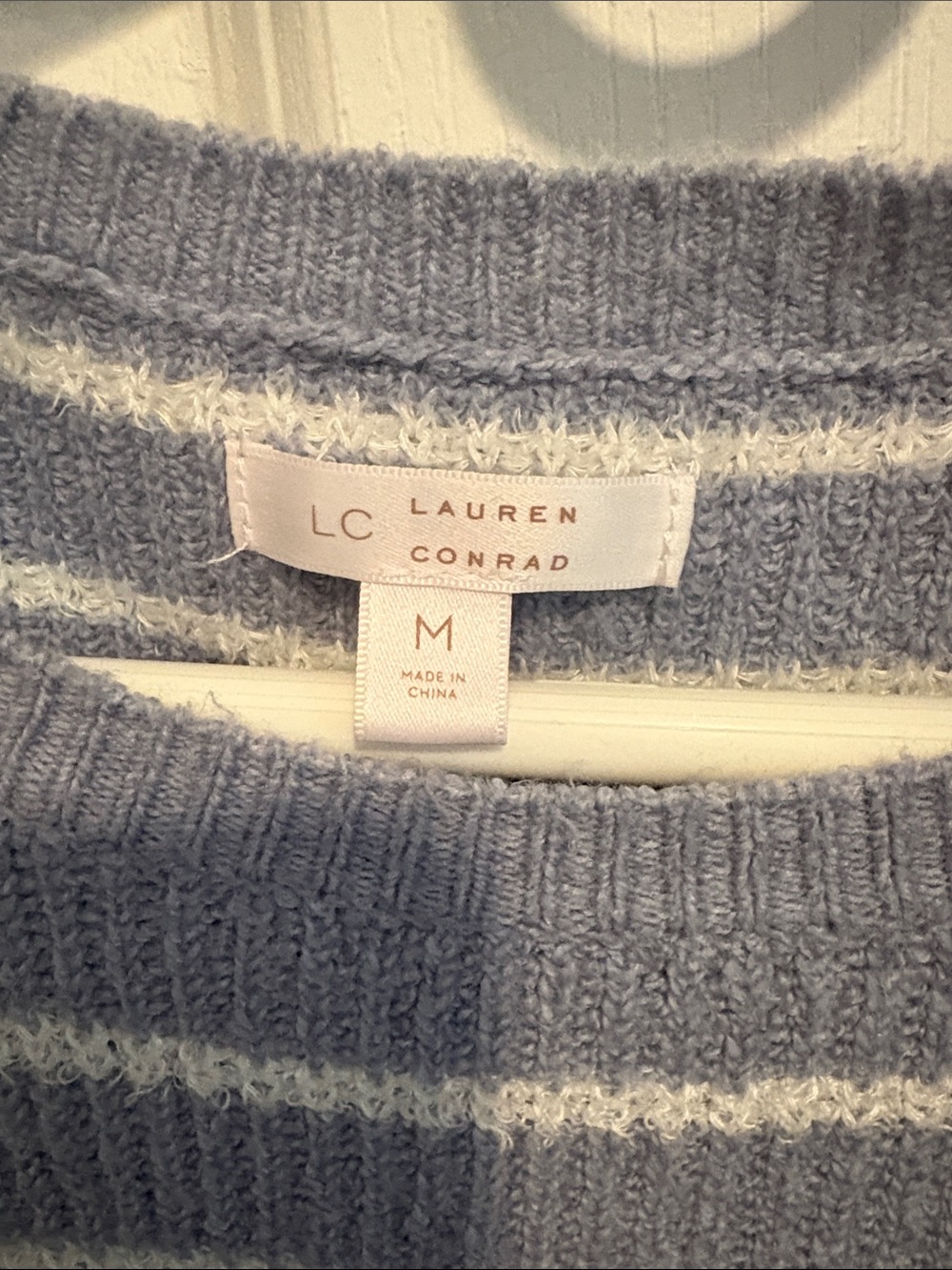 LC Lauren Conrad Light Blue and White Striped Ribbed Knit Top - Picture 2 of 3
